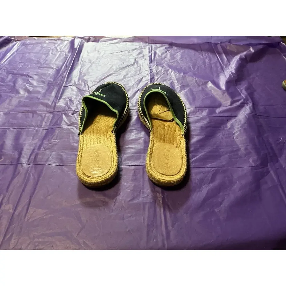 J.Crew Espadrille Women Slides Navy Dragonfly Sandal/Mule Slip On Shoes Sz‎ 7